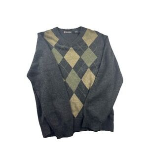 Daniel Bishop 100% Cashmere Argyle Pullover Sweater Soft Preppy Men's Large